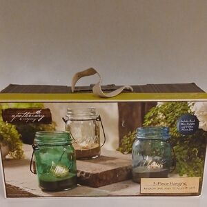 Mason Jar And Tea Light Hanging Set